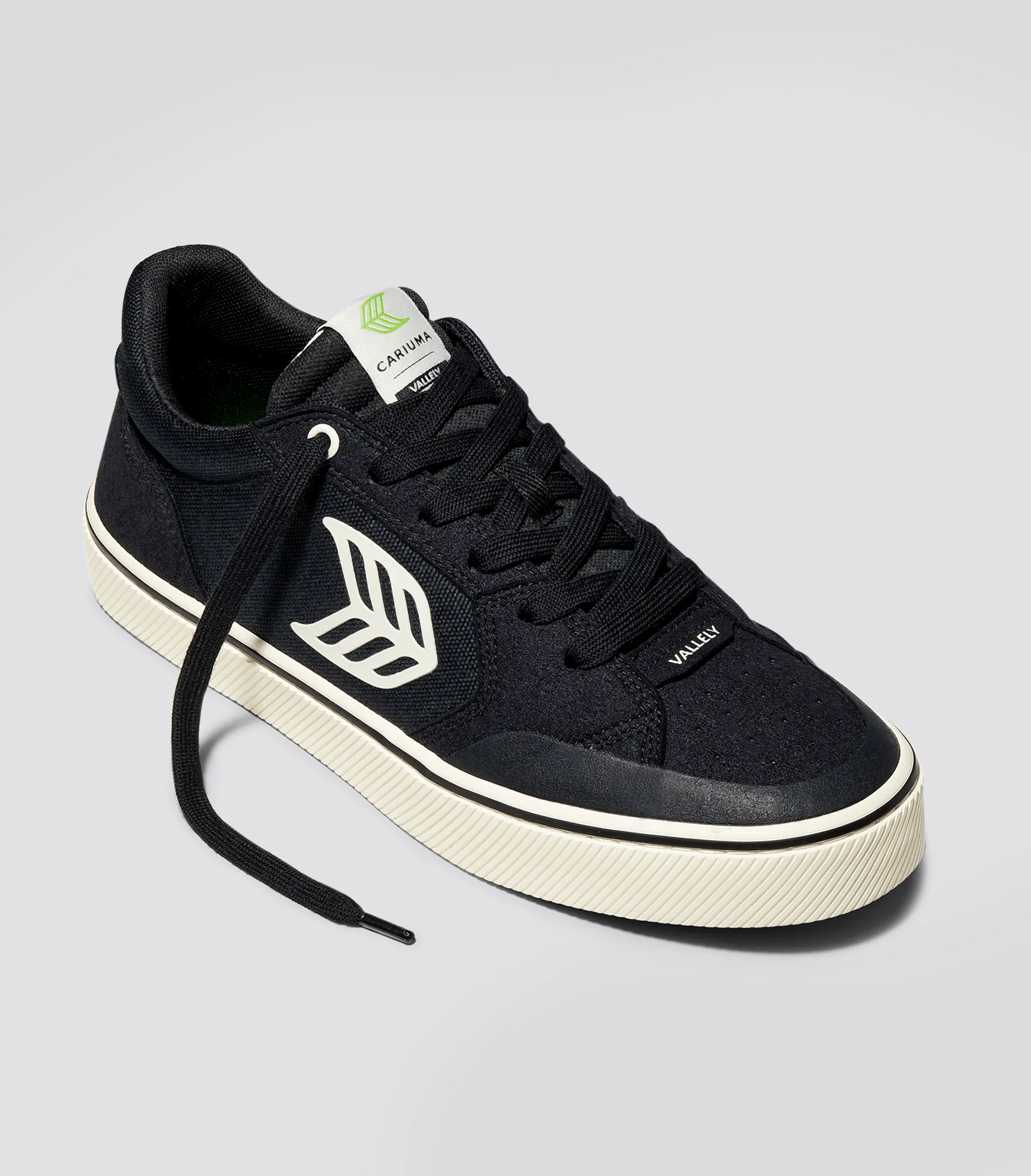 VALLELY PRO Black Suede and Cordura Ivory Logo Sneaker