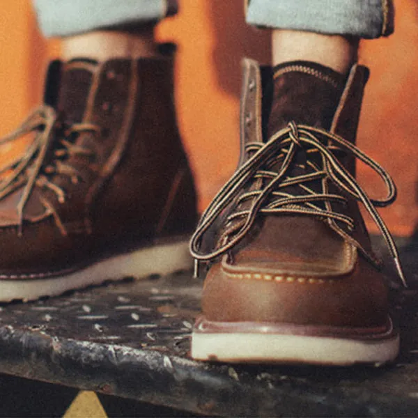 Vintage Boots - Men's Military Style Soft Toe Lace Up Work Boots