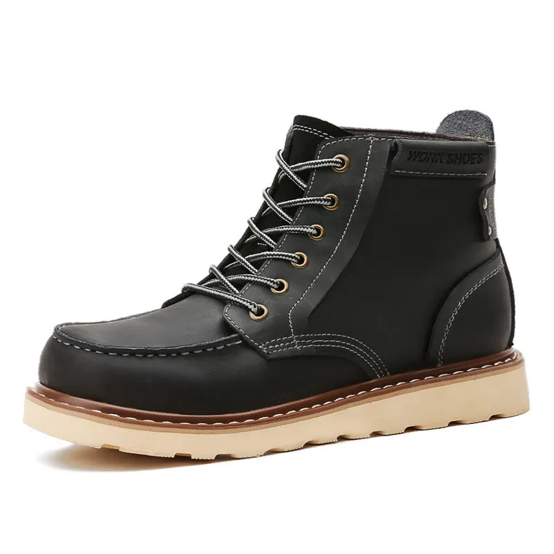 Vintage Boots - Men's Military Style Soft Toe Lace Up Work Boots