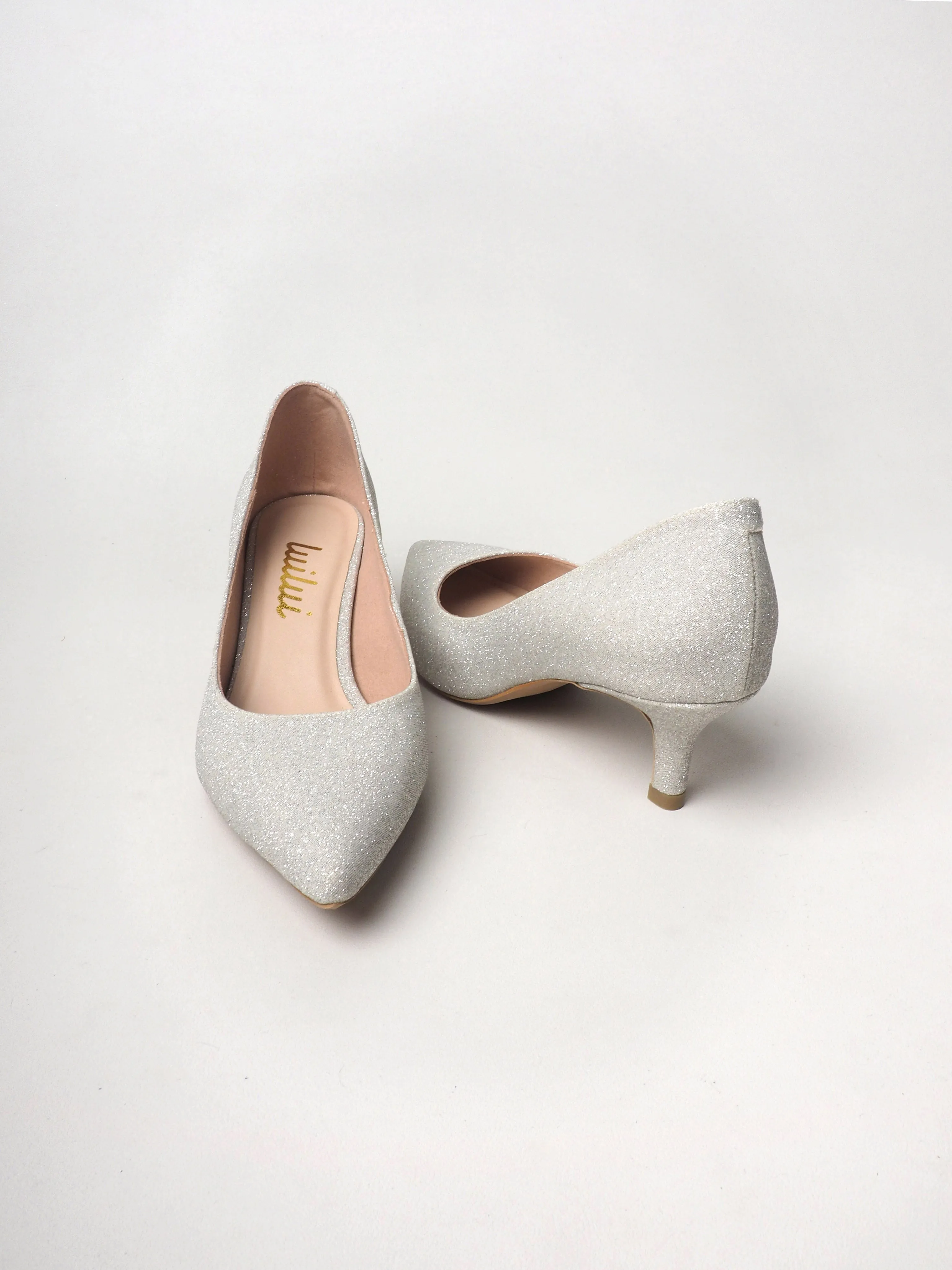 VISHA Glitter Pumps on Kitten Heel