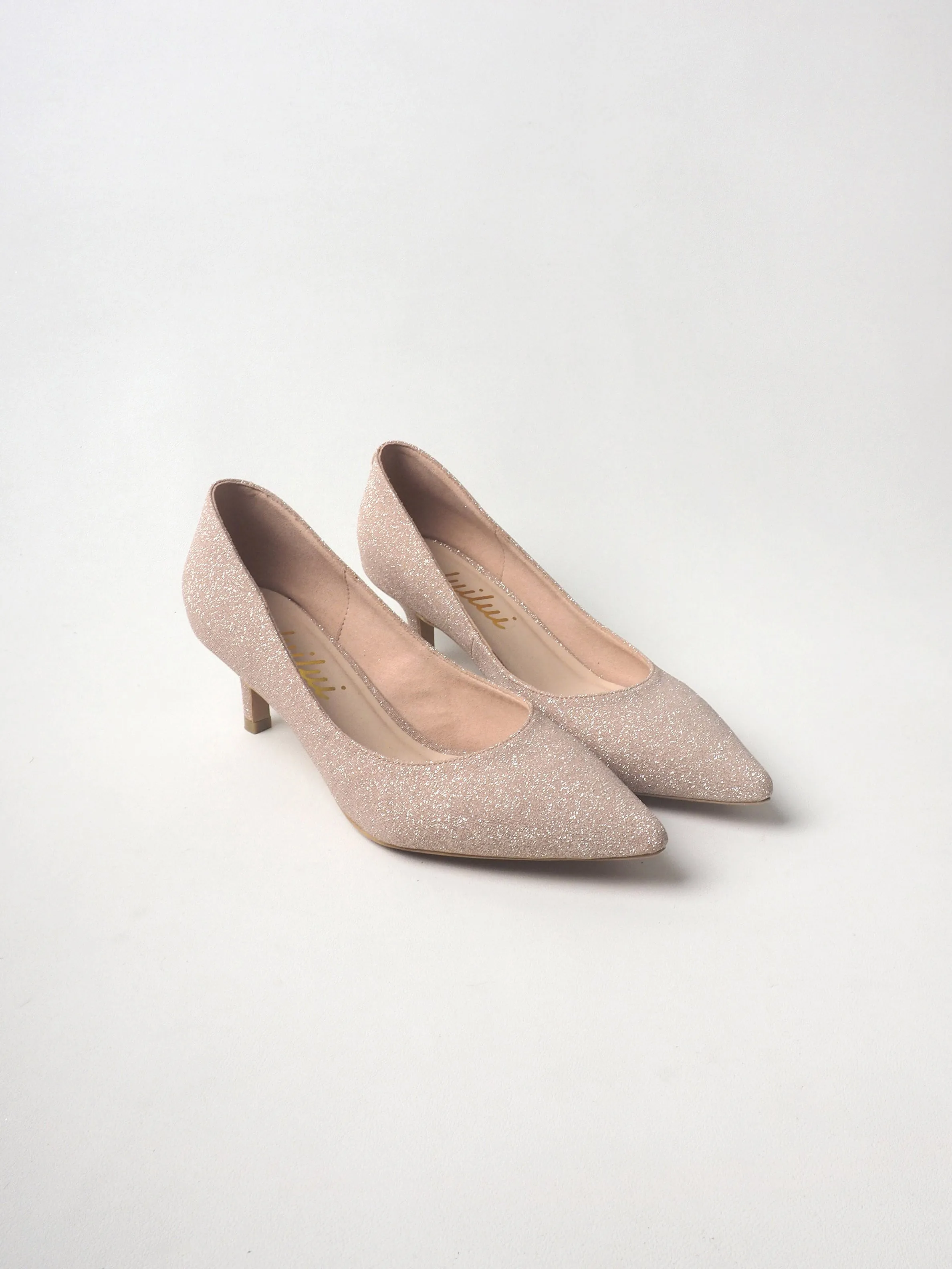 VISHA Glitter Pumps on Kitten Heel