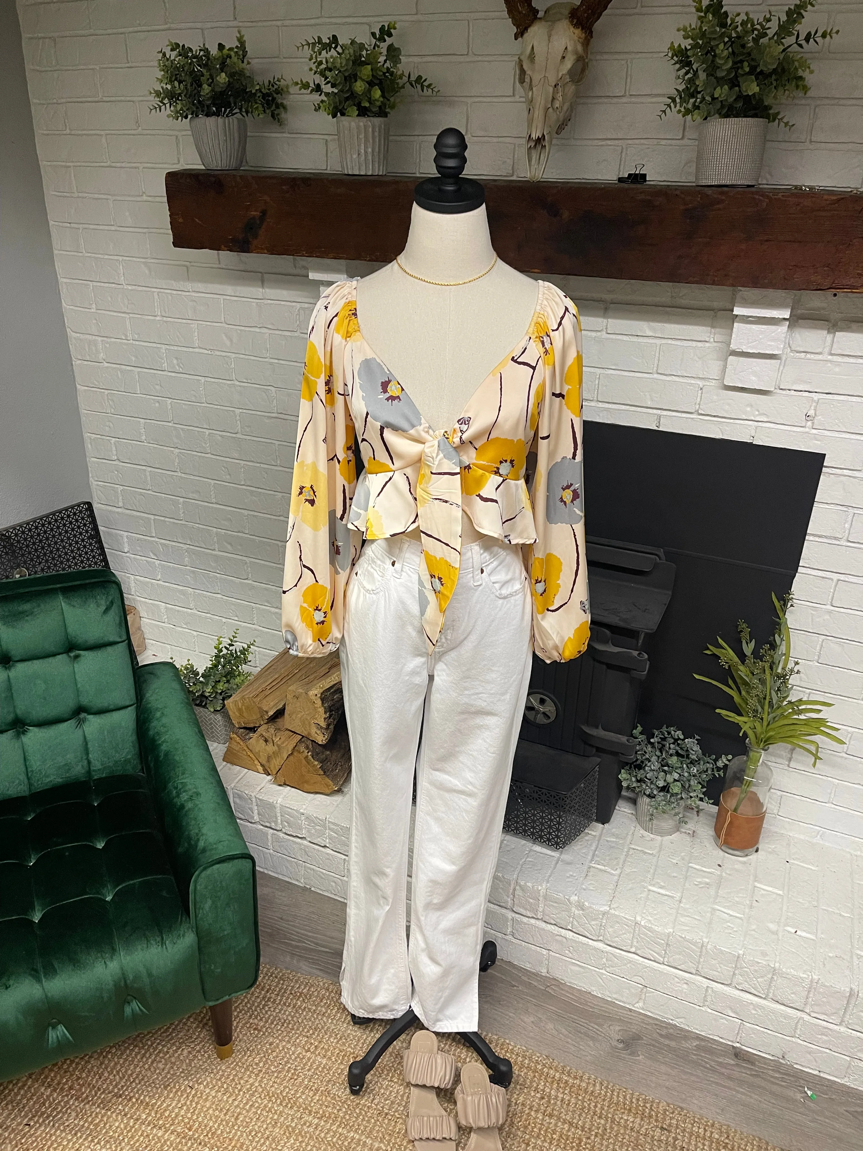 White Side Slit Straight Leg Denim