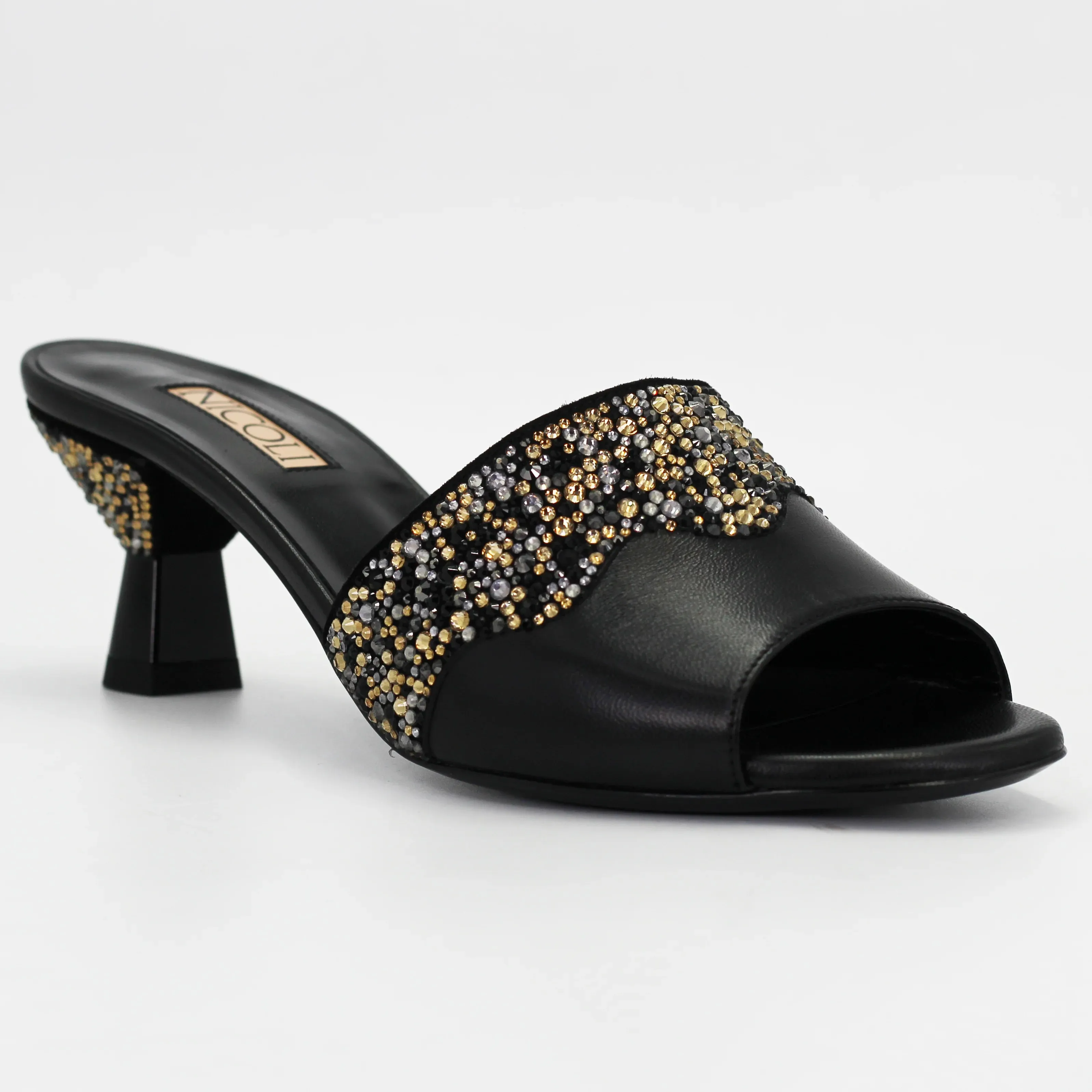 Women's kitten heel in satin Haima black (ELHAIMA)