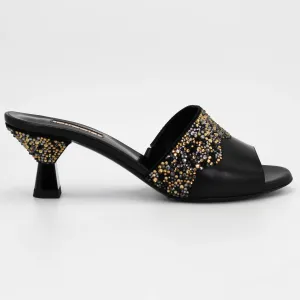 Women's kitten heel in satin Haima black (ELHAIMA)