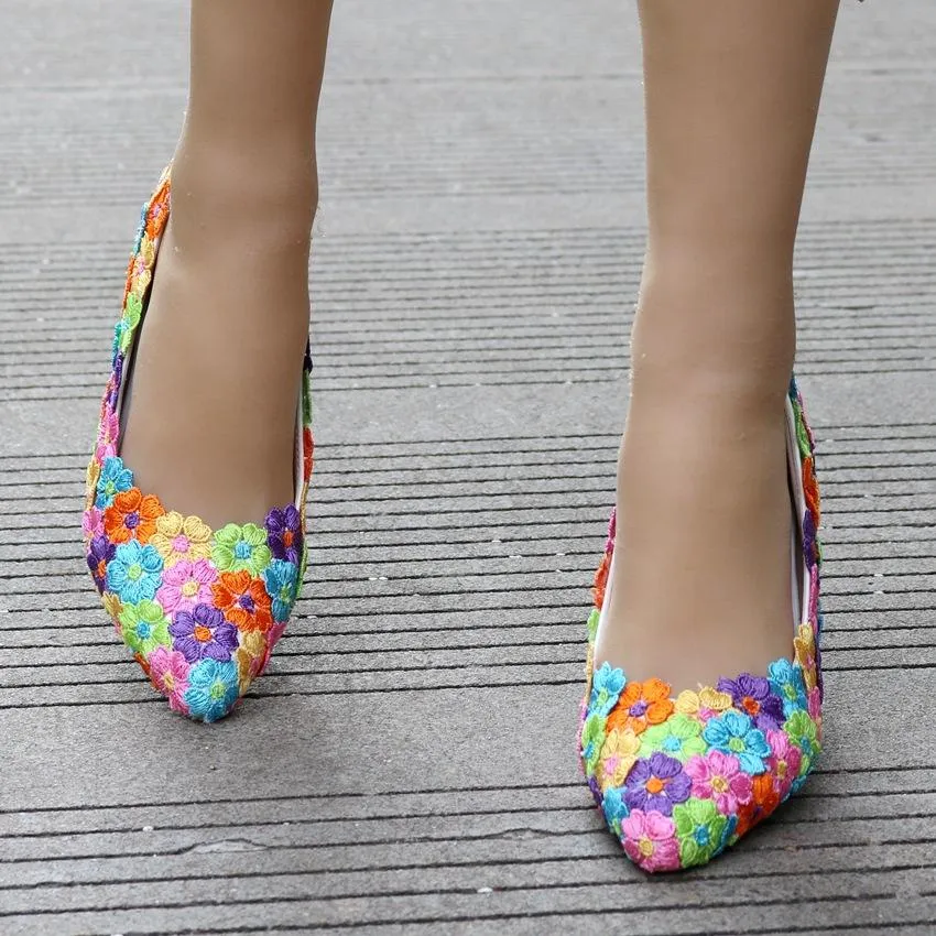 Women's kitten heel lace imitation pearl wedding pumps