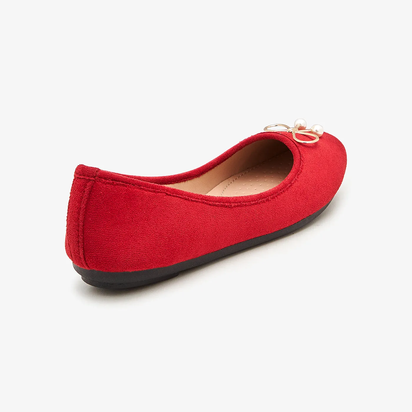 Women's Metallic Bow Suede Pumps