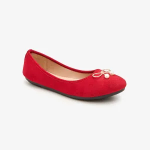 Women's Metallic Bow Suede Pumps