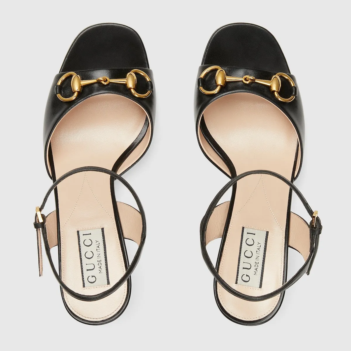 Women's mid-heel leather sandal with Horsebit