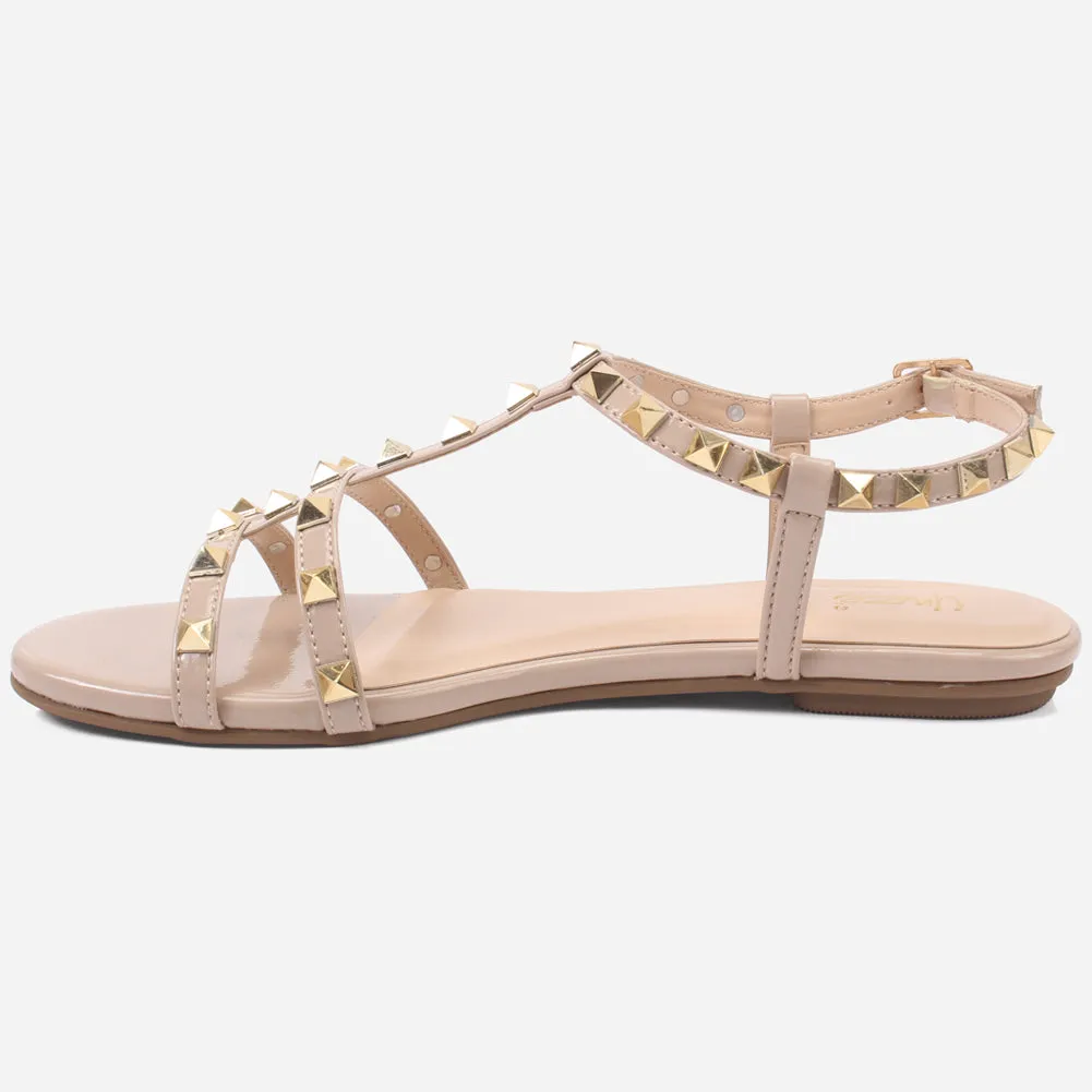 Womens "MAIDAS" Studs Detailing Flat Sandals