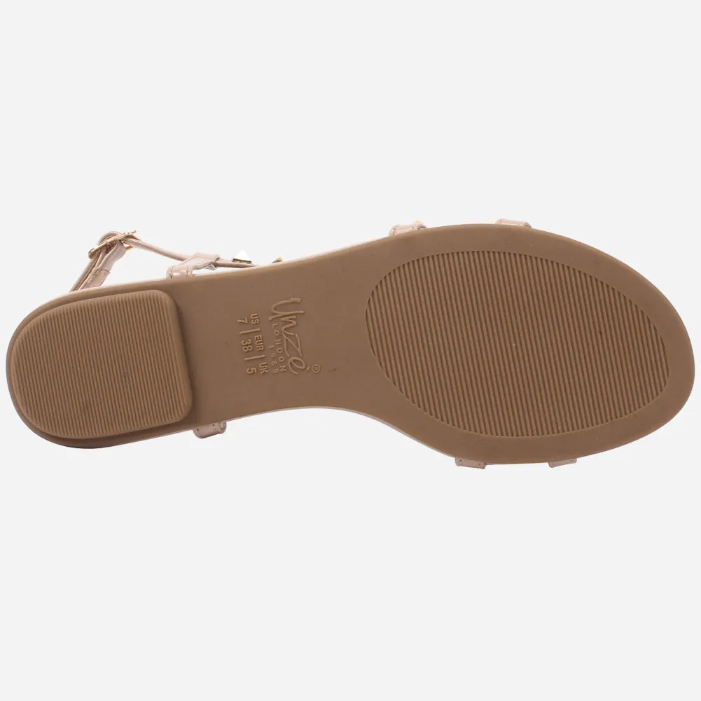 Womens "MAIDAS" Studs Detailing Flat Sandals