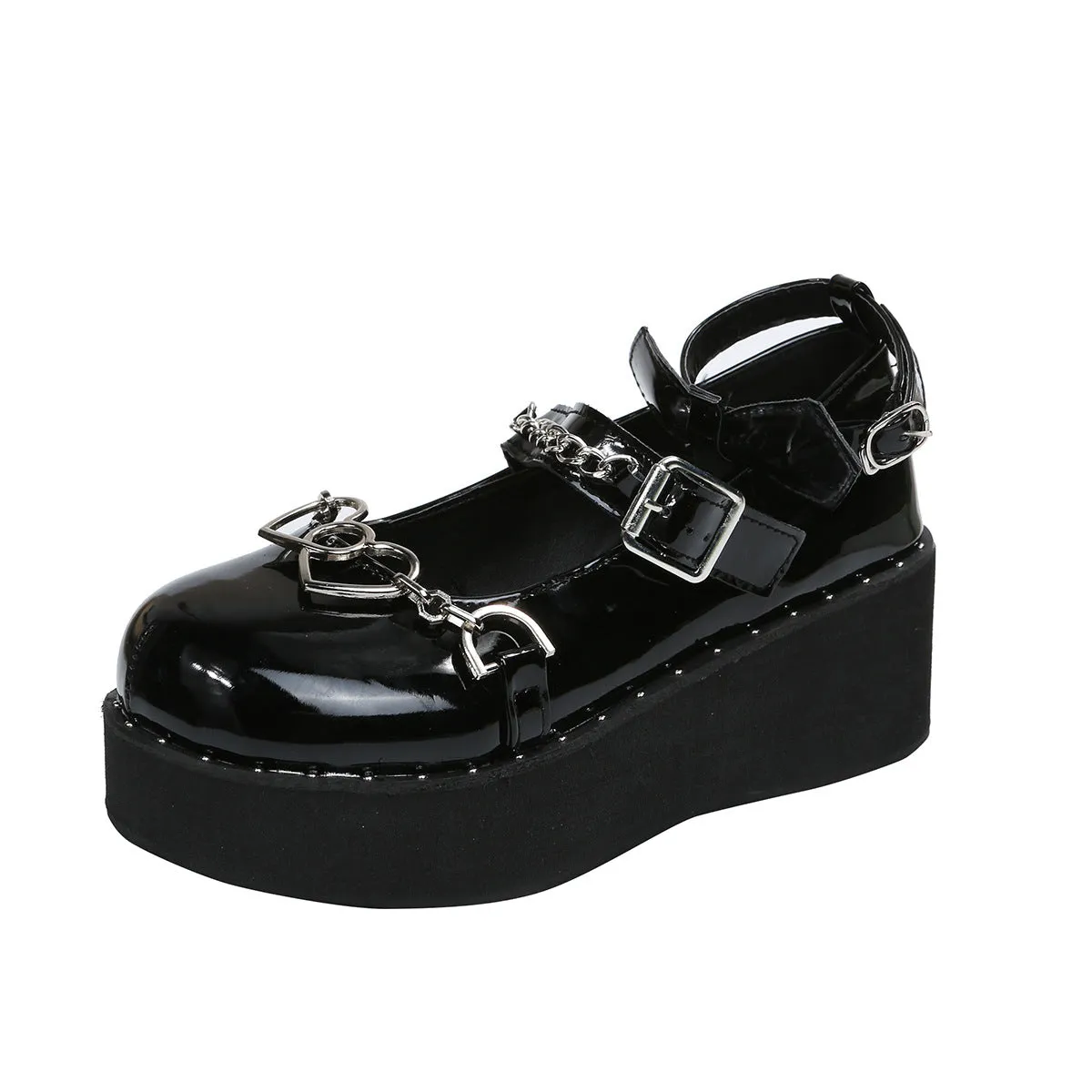 Women's Shoes Heightening Platform Chain Mary Jane High Heels | Brodtica.com